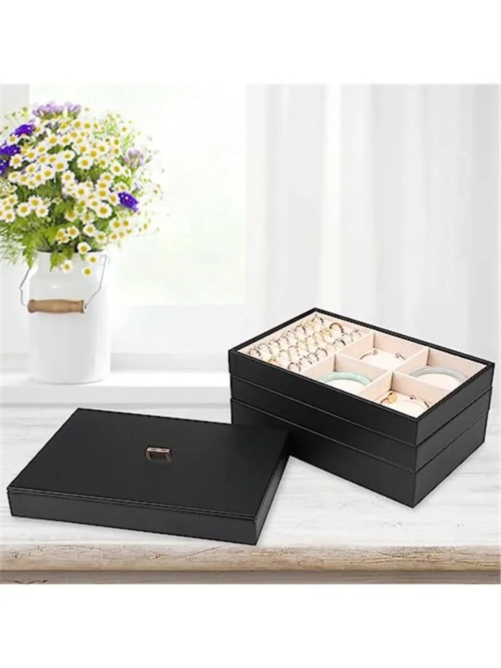 Jewelry Organizer Box Stackable Storage Case Ring Earring Necklace Holder